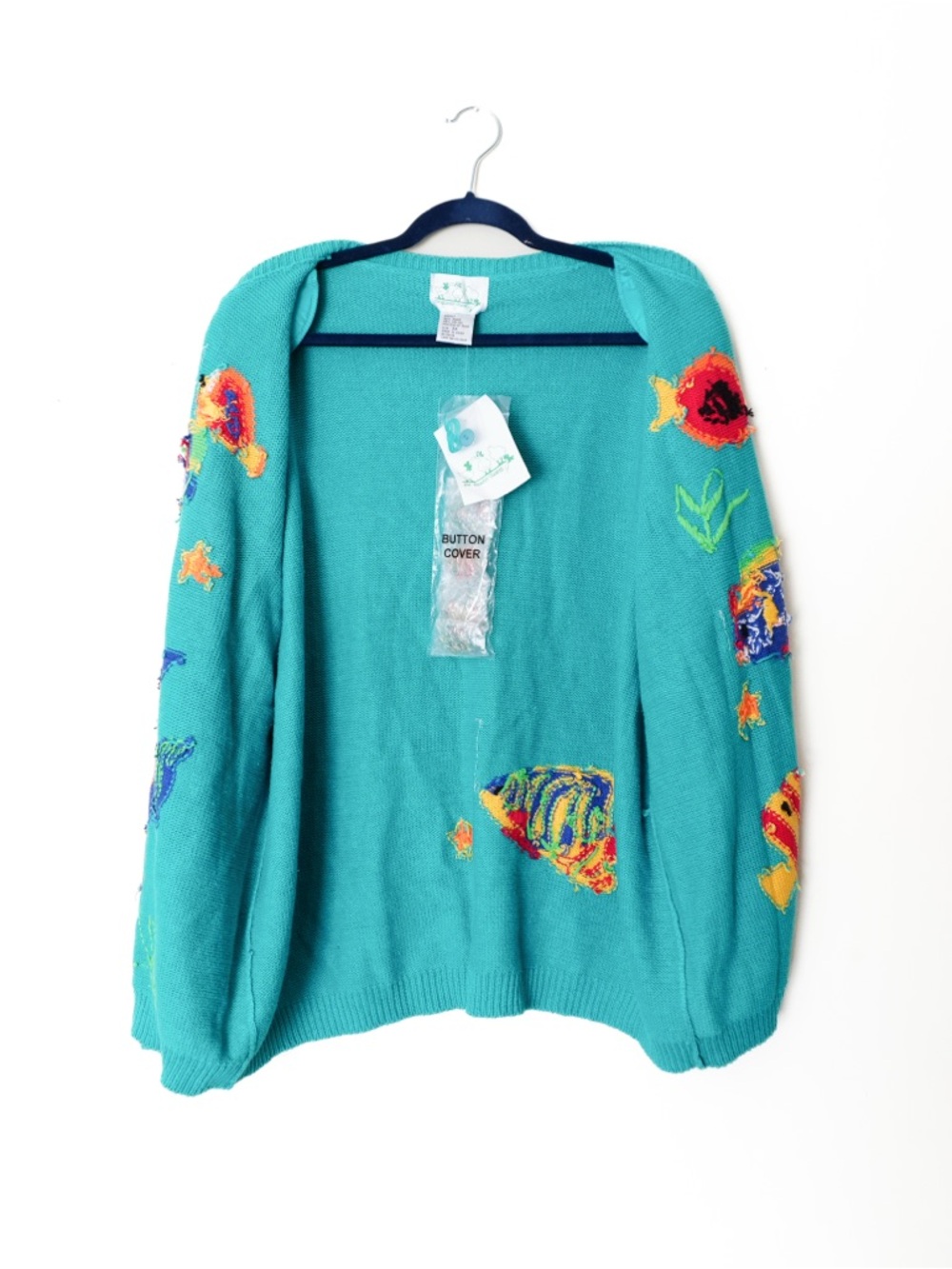 The Quaker Factory Embroidered Fish Ocean Button Cardigan - Picture 3 of 10